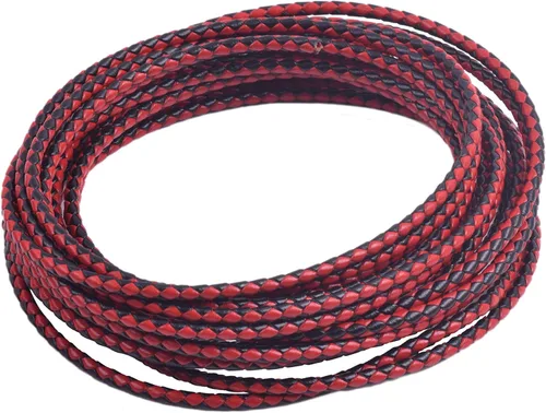 Vista 33 de 2 yardas 8.0mm Cordón redondo de cuero trenzado auténtico marrón antiguo para corbata de bolo