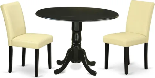 Vista 20 de East West Furniture DLAB5-BLK-73 - Juego de mesa de comedor de 5 piezas para 4 personas, incluye una mesa de cocina redonda con gota y 4 sillas