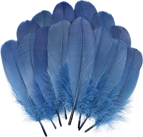 Vista 10 de THARAHT 120 plumas de ganso azul aguamarina naturales a granel de 6-8 pulgadas 5.9-7.9 in para manualidades, bricolaje, cosplay, boda, fiesta
