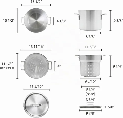 Vista 5 de TrueCraftware - Juego de 3 piezas de cocina de aluminio para pasta, de 12 cuartos de galón, olla multiusos para pasta con tapa de colador