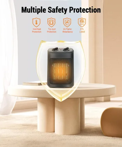 Vista 4 de KopBeau – Calentador de espacio para uso en interiores, calentador de torre portátil eléctrico de 1500W con termostato y temporizador, calentador