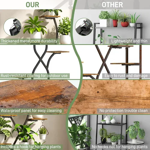 Vista 6 de Soporte para plantas de interior de 63 pulgadas con luces de crecimiento, estante para plantas de interior de 10 niveles, estante de plantas