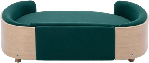 Vista 6 de Cama de terciopelo para perro, sofá para mascotas con patas de madera maciza y respaldo de madera doblada, cojín resistente a las manchas en varios
