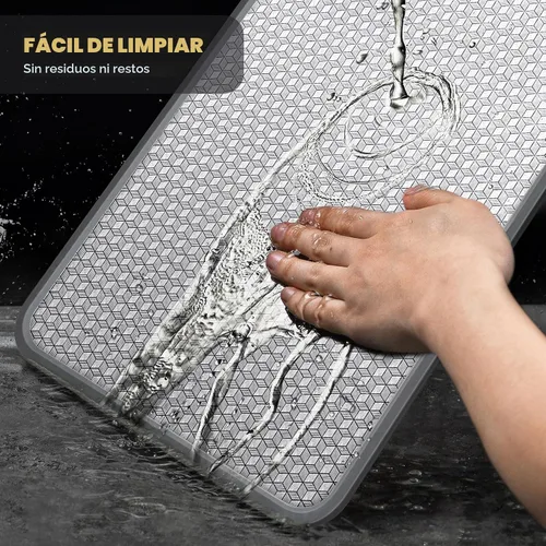 Vista 6 de Tabla de cortar grande de acero inoxidable, tabla de cortar de doble cara de 16 pulgadas para cocina, no tóxica, diseño de malla resistente a