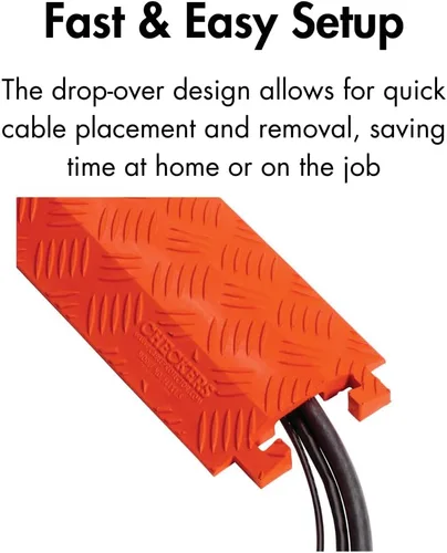 Vista 4 de Checkers Protector de cable ligero de 1 canal de 3 pies de largo para múltiples líneas de 0.5 pulgadas, cubierta de cable de piso para pasarelas