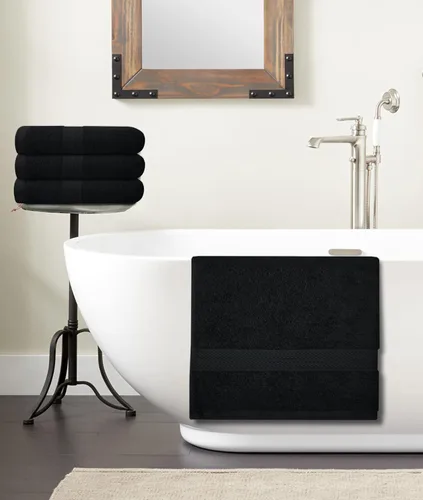 Vista 7 de Avalon Towels Toallas de baño para baño, 100% algodón, color negro, paquete de 12 (24 x 48 pulgadas), juego de toallas de baño de secado rápido