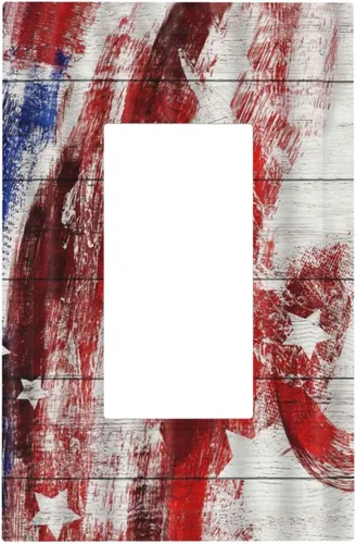Vista 90 de Cubiertas decorativas para placa de interruptor, bandera estadounidense, receptáculo de 1 banda, placa de pared dúplex, cubierta de interruptor
