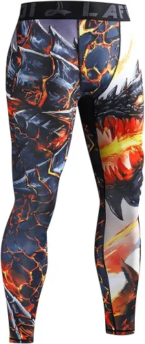 Vista 3 de LAFROI Mallas de compresión de secado rápido para hombre, leggings de cintura YSK08