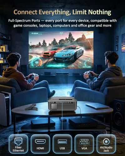 Vista 6 de Proyector de Alta Luminosidad 1800 ANSI Lumens, HDR10+, Soporte 4K, WiFi6 y Bluetooth, Smart Android TV con Aplicaciones, HDMI/USB