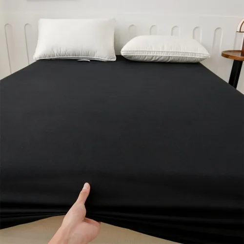 Vista 3 de JUWENIN, Sábana bajera de microfibra de calidad de lujo de 1 pieza Negro