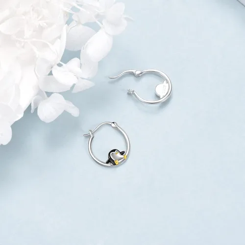 Vista 3 de VONALA Aretes de aro pequeños de plata de ley 925, lindos regalos de cumpleaños para mujer