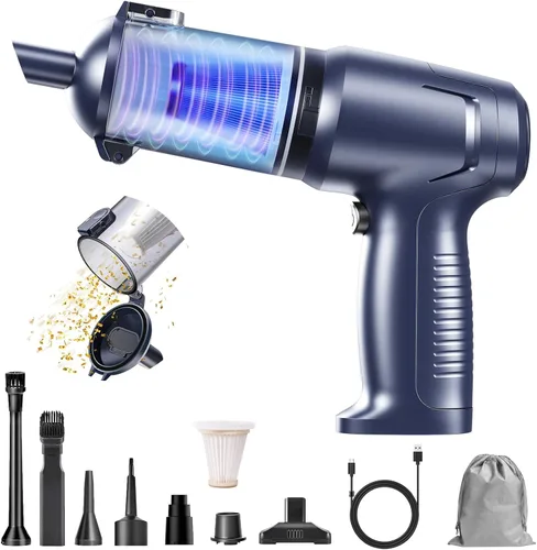 Vista 10 de HAUSMEISTER Airflex Go - Aspiradora inalámbrica para automóvil de 16000 Pa, aspiradora de mano 4 en 1 con plumero e inflador, mini aspiradora