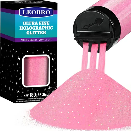 Vista 17 de Leobro - Brillantina plateada, 180g/6.35oz de brillo fino holográfico para resina, manualidades, vasos, uñas, cuerpo, diamante holográfico plateado