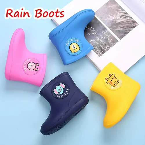 Vista 2 de Botas de lluvia impermeables para bebés bebés niños y niñas de PVC lindas botas de lluvia impermeables antideslizantes