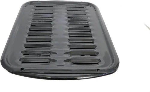 Vista 2 de Sartén antiadherente de porcelana y parrilla para Whirlpool 4396923 y GE WB48X10056, 2 piezas de acero al carbono recubierto de porcelana negra.