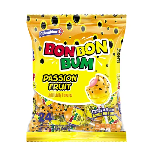 Vista 23 de Colombina Bon Bon Bum - Paletas de fresa, caramelos duros de frutas, paletas de fresa dulces envueltas individualmente, 24
