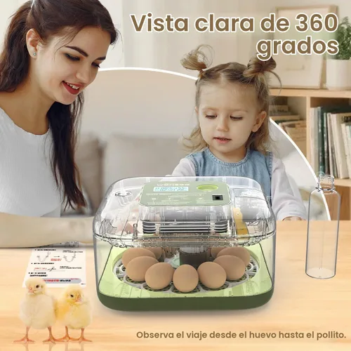 Vista 7 de HOWOOlUA - Incubadora de huevos para incubar huevos con giro automático, control de temperatura y humedad, incubadora de huevos integrada de gran