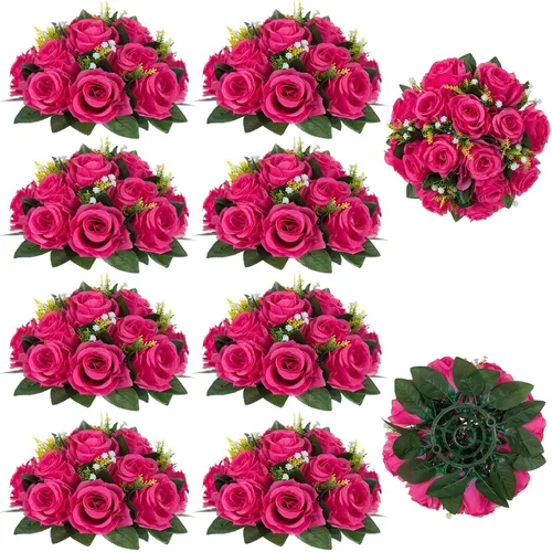 Vista 40 de BLOSMON Bolas de Flores para Bodas, Centros de Mesa de Rosas, 2 Piezas, Flores Artificiales Negras, Bolas Florales Colgantes, Decoración de Arreglos