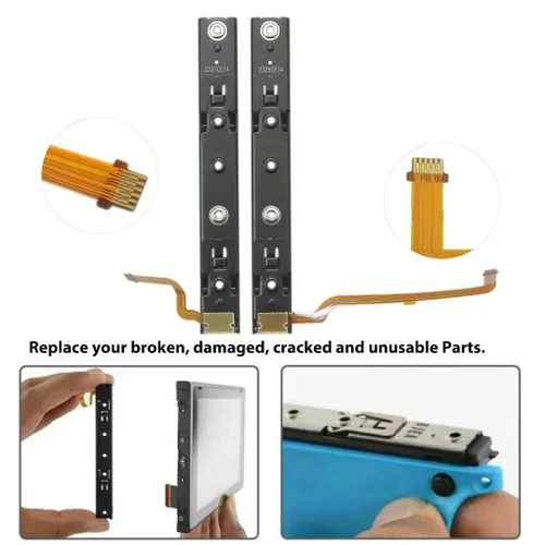 Vista 4 de BATEMEN W Right and Left Slide Rail with Flex Cable and Screws Kit Suitable for Nintendo Switch Console NS Controller Repair Tool