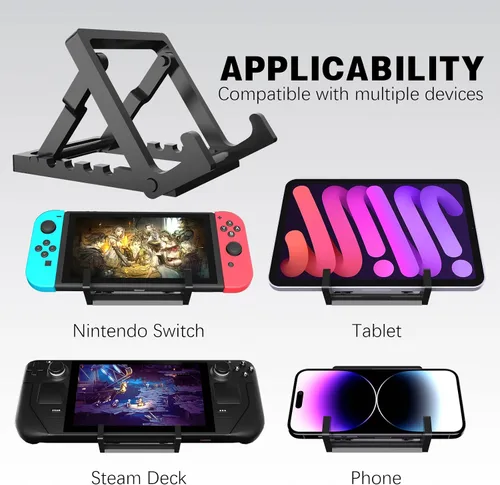 Vista 7 de Base de soporte (actualizada) compatible con Steam Deck, Switch Oled Lite, Logitech G Cloud, base de escritorio antideslizante ajustable de cinco