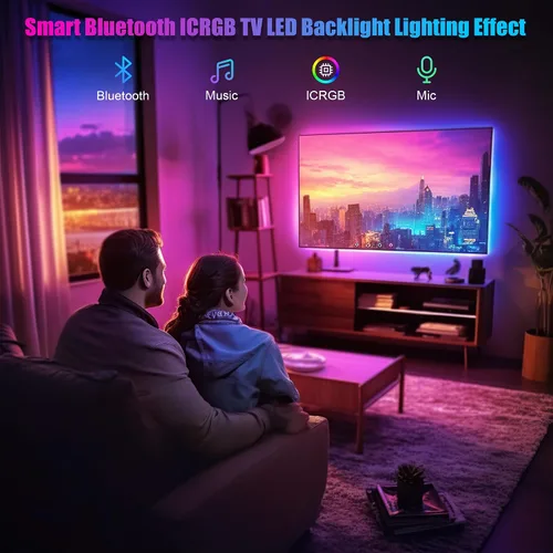 Vista 2 de PANTON VILLA Luces LED para televisores de 55 a 75 pulgadas, kit de retroiluminación LED ICRGB de 16.4 pies con aplicación y control remoto
