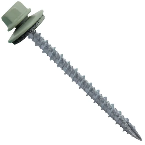 Vista 42 de 10 tornillos para techos de metal gris ABC de 2-1/2 pulgadas, cabezal de arandela hexagonal, arranque automático/roscado, arandela EPDM. 1 bolsa