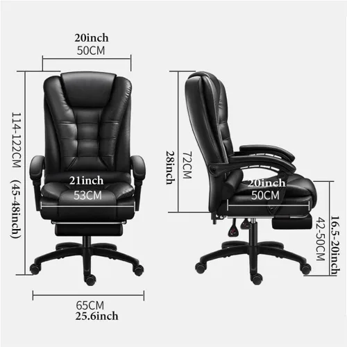 Vista 3 de Executive Leather Office Chair Big and Tall Reclining Swivel Desk Chair Adjustable Height with Footrest and Armrest(/Beige)