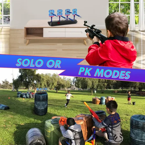 Vista 5 de Lehoo Castle - Objetivo de disparo electrónico con reinicio automático para pistola Nerf, color negro Shooting Games with Digital Scoring, Kids