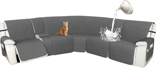Vista 64 de Arfntevss Fundas de sofá modular reclinable, 100% impermeable, en forma de L, para sillón reclinable en forma de L, funda seccional lavable
