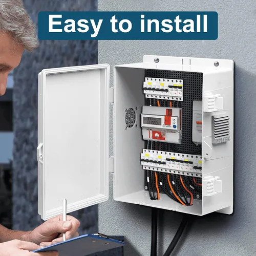 Vista 3 de Namunanee - Caja de conexiones eléctricas para exterior, recinto resistente al agua de ABS con panel de montaje interno y tapa con bisagras, 9.2" H