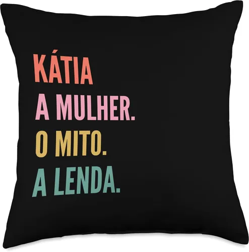 Vista 4 de Funny Portuguese First Name Design - Kátia Throw Pillow