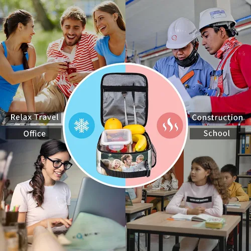 Vista 9 de Fiambrera personalizada, bolsa de almuerzo personalizada, añade tu foto, texto, logotipo, bolsa de almuerzo a prueba de polvo para oficina, picnic
