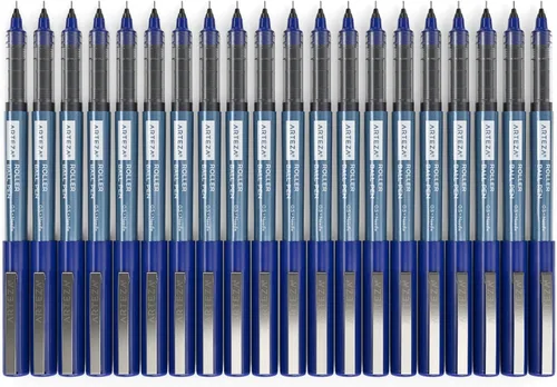 Vista 3 de ARTEZA Plumas de rodillo de punta fina, juego de 20 bolígrafos de tinta líquida azul, punta de aguja extrafina de 0.5 mm (0.020 in), para hacer