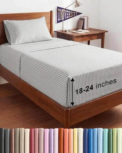 Vista 150 de Sábanas individuales de bolsillo extra profundo, sábanas transpirables y refrescantes de 3 piezas, juego de sábanas de lujo para hotel, suaves, sin