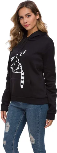 Vista 3 de Sudadera con capucha sin botones para mujer, diseño de gato con orejas de gato