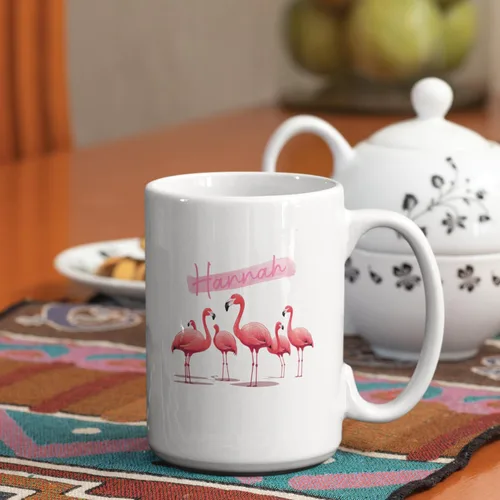 Vista 5 de Taza de flamenco personalizada 2023, Flock Of Flamingo Mug para cumpleaños de los amantes del flamenco, taza de café personalizada de flamenco