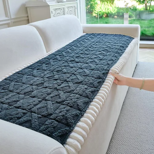 Vista 9 de Fundas de Reposabrazos de Sofá Antideslizantes, Funda Lavable de Respaldo de Sillón Suave, Fundas Gruesas y Peludas para Reposabrazos de Sofá