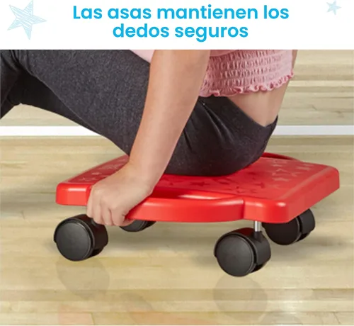 Vista 5 de hand2mind Tabla de Patinete Interior Verde con Asas, Patinete de Piso para Sentarse, Actividades de Gimnasio para Niños, Juegos de Recreo