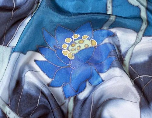 Vista 4 de Women's 100% Mulberry Silk Scarf Long Hand Painted Floral