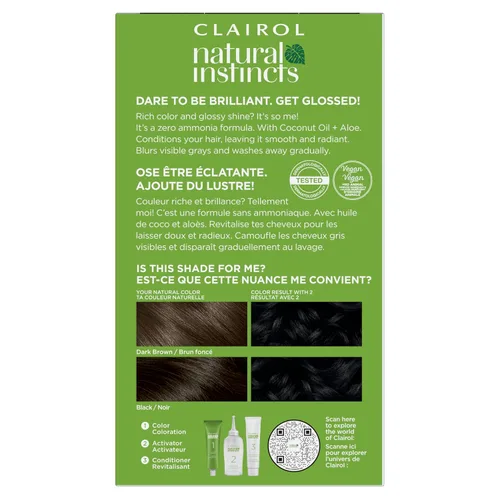 Vista 2 de Clairol Natural Instincts - Tinte semipermanente para el cabello, color negro 2, paquete de 1 unidad