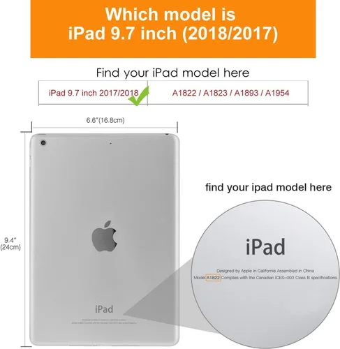 Vista 2 de Funda giratoria para iPad 6ª 5ª generación de 9.7 pulgadas, modelo 2018/2017, piel sintética ligera, con soporte protector giratorio de 360 grados