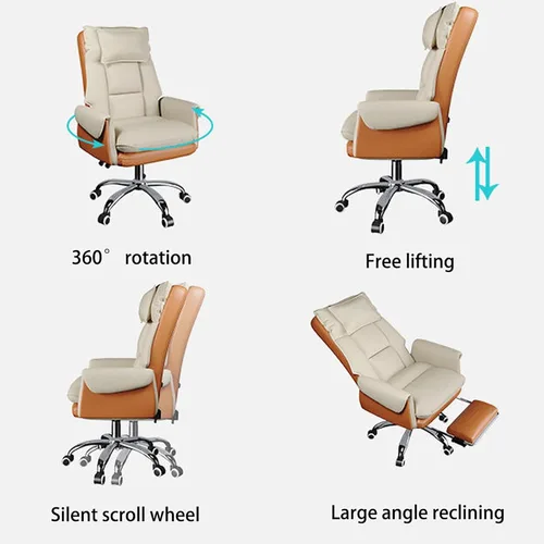 Vista 5 de Ergonomic Big & Tall Pu Leather Office Chair, High Back Wide Desk Chair with Wheels & Retractable Footrest, Comfortable Executive Computer Chair