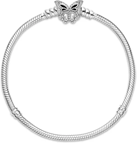 Vista 3 de PANDORA Moments - Pulsera de cadena de serpiente con cierre de mariposa
