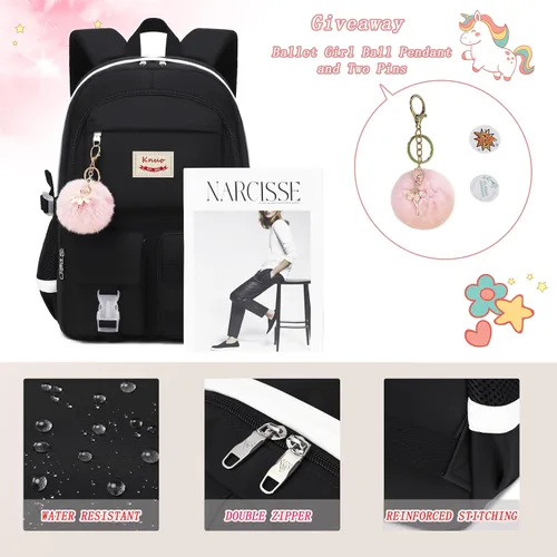 Vista 2 de Mochila para niñas, mochila escolar para laptop de 15.6 pulgadas, mochila grande para primaria, primaria, escuela media, mochilas para niños