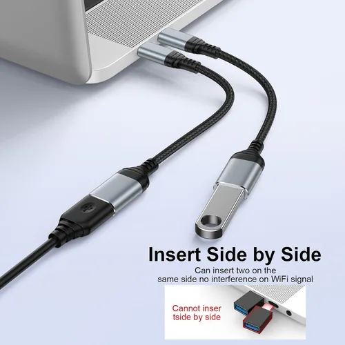 Vista 4 de Adaptador USB C a USB 3.0, adaptador OTG para Android iPhone 16e/16/16 Pro/16 Pro Max/16 Plus/15/15 Pro/15 Pro Max/15 Plus, tipo C macho a USB