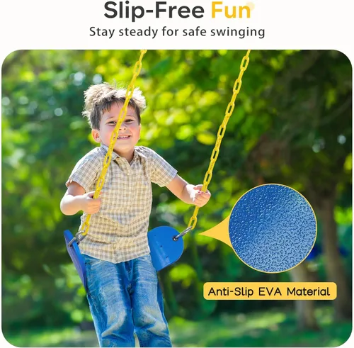 Vista 6 de DECORLIFE Paquete de 2 asientos de columpio para columpio, soporta 330 libras, kits de reemplazo de columpios con cadenas revestidas para niños