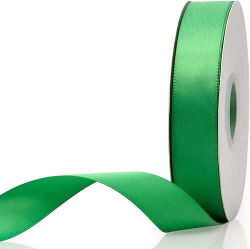 Vista 98 de Cinta de satén de doble cara verde manzana de 1-1/2 x 50 yardas, rollos de cinta de tela de alta densidad de color sólido, ideal para envolver