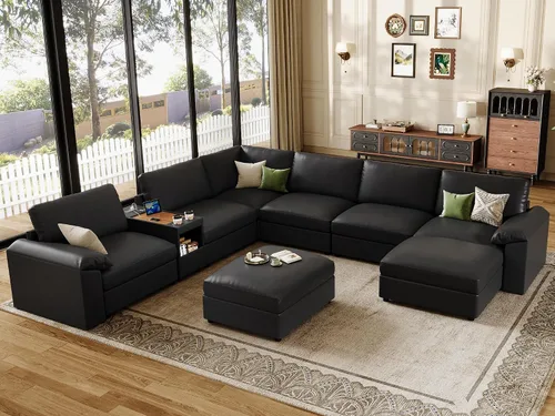 Vista 59 de EASE MOOSE Sofá modular seccional, sofá en forma de U para sala de estar Beige