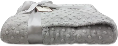 Vista 4 de MEG ORIGINAL Baby Minky Dot - Manta para cuna/cuarto de bebé, doble cara, gris plateado