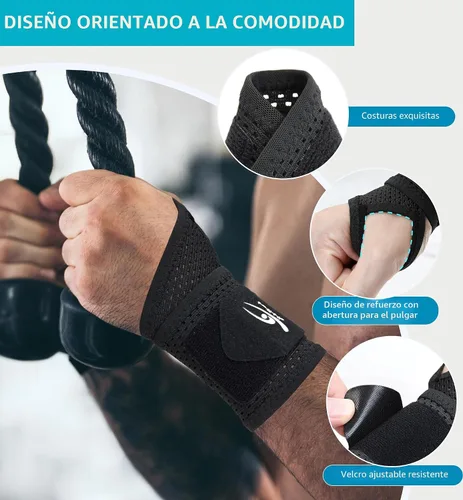 Vista 4 de HiRui Paquete de 2 muñequeras de malla ultrafina, transpirable, ajustable, para entrenamientos y uso diario, muñequeras unisex para aliviar el Negro